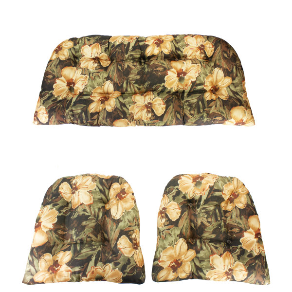 Northlight 3Piece Wicker Furniture Cushion Set Brown Floral Wayfair